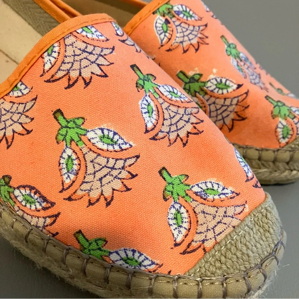 Anthropologie SZ  Blockprints Penny Espadrilles in Orange Print Size 7.5